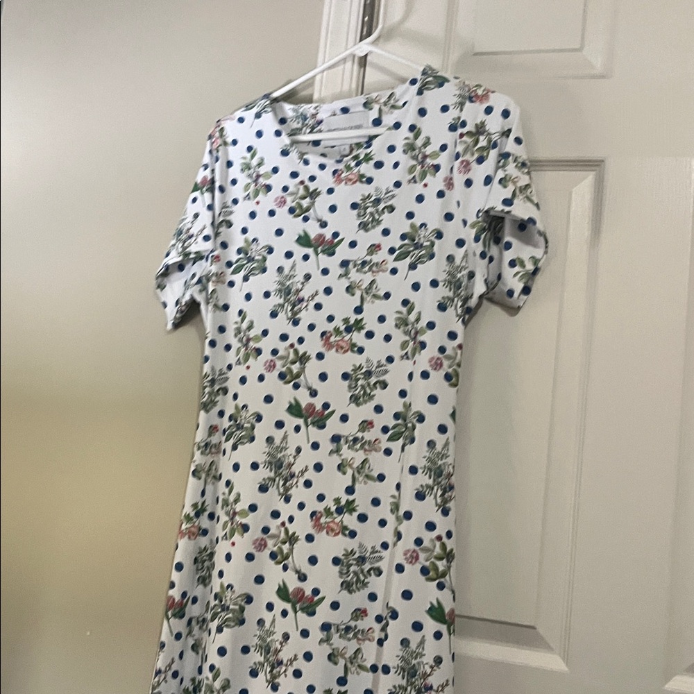 Smith and Quinn Blue Polka Dot and Floral Maxi Dress size large
